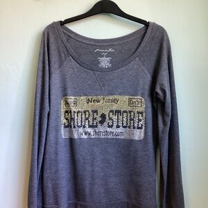 Jersey Shore Bling Logo Long Sleeve Tee Gray from The Shore Store